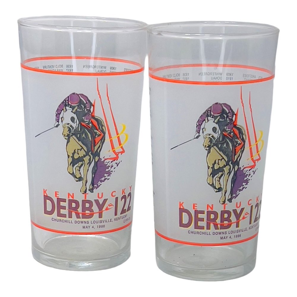 Kentucky Derby 122 Set of 2 Vintage Drinking Glasses